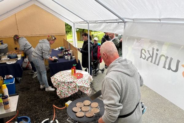 Hamburgare grillas på parkdagen